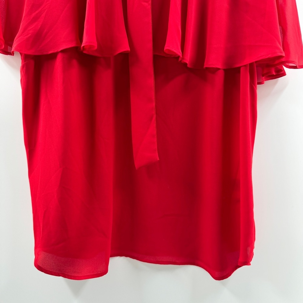 7th Avenue New York & Company Red Sheer Blouse with Tie Neck Size XL - Picture 3 of 6
